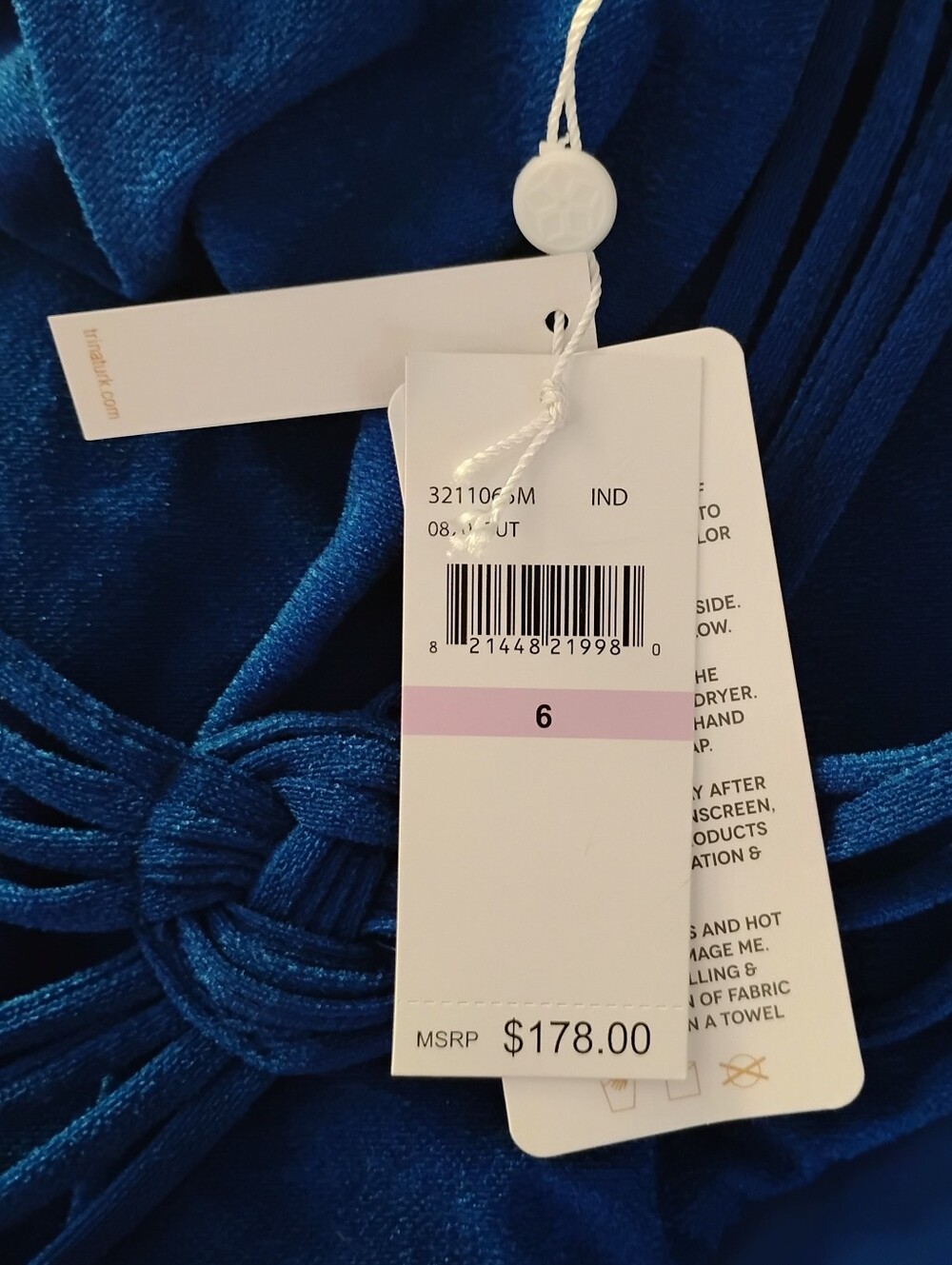 NWT Trina Turk Crepe Wrap One Piece Swimsuit Indigo Women's Beautiful Waist ๐ - Picture 6 of 6